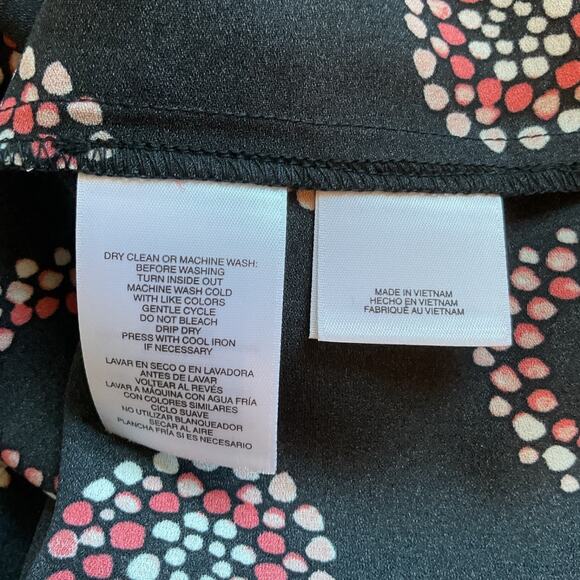 Nine West Black Multicolor 3/4 Sleeve Tie Wrist Tunic Top L - Picture 5 of 6